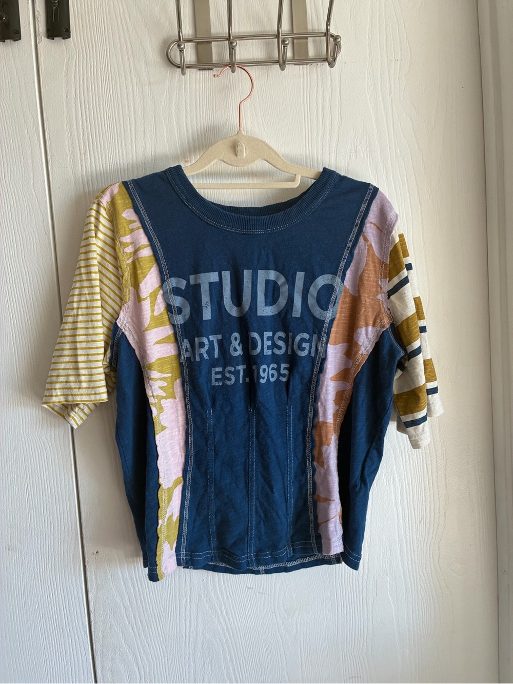 Pilcro Sliced Ballet Graphic Tee Patchwork  Size L Crew Neck Short Sleeve Cotton